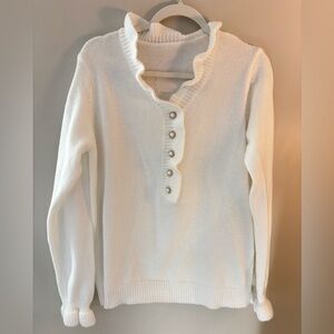 Elegant White Sweater with Button Detail